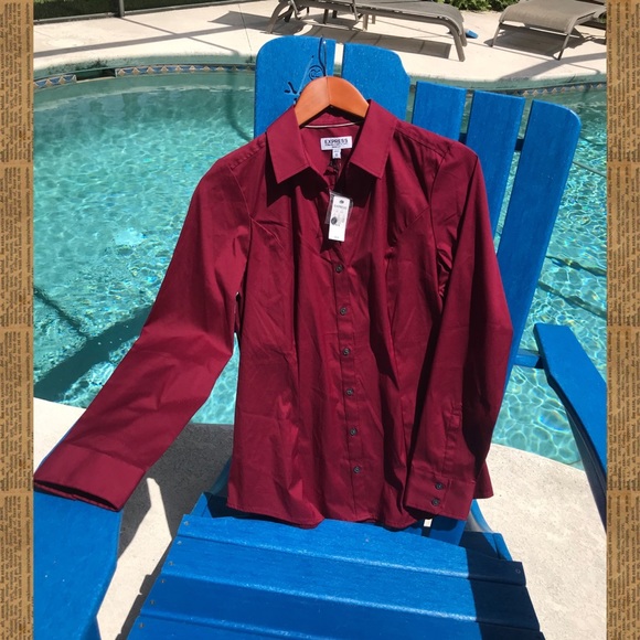 Express Tops - nwt! express burgundy button-up